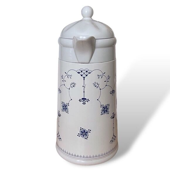 Vintage AK Das Finlandia Blue White Floral Pattern Thermal Vacuum Carafe 1.0L - Picture 4 of 16